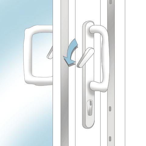 Operating Instructions To Lock Slide door to fully closed position. Lift lever behind handle.
