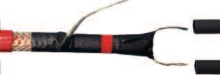 Separate the two conductors with insulation tape, then maintain the braiding on the sheath with the use of