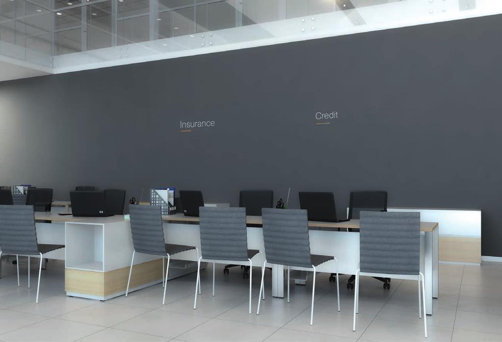 Credit and Insurance Work places for employees of Credit and Insurance Department are located in the showroom, near to the work places for Sales Assistant of