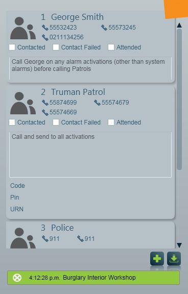 Users allocated to the Response Plan associated with a Burglary for George s Workshop are shown