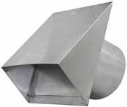 Large Diameter Hoods with tails Riveted, not caulked 1/4" x 1/4" screens mechanically inserted and removable Mouth opening exceeds pipe area Galvanized 26 Gauge Diameter Tail Part # Qty Opening 4" 6"