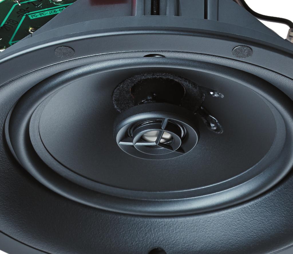 A series of powerful magnets hidden inside the speaker quickly secure grilles into place, reducing the risk of warping or damage during installation.