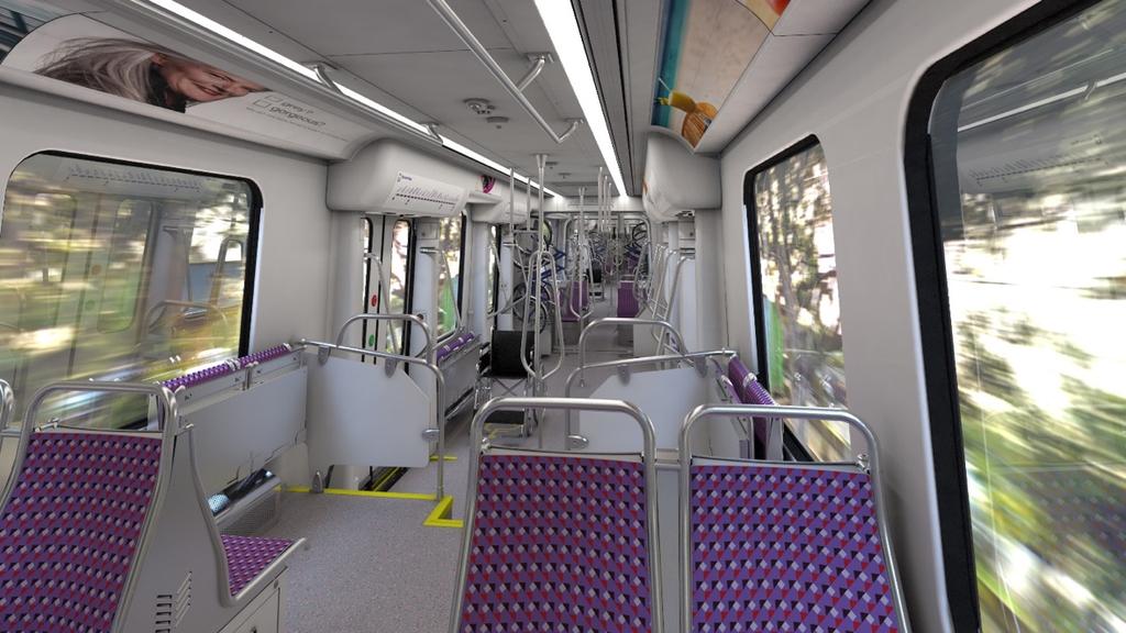 Light rail vehicle interior