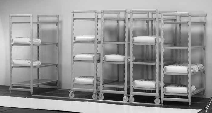 Heavy weight loads roll securely on raised floor track. High Density Mobile Starter Units ship with 4 High Density Casters. in storage End units act as anchors to support the system.