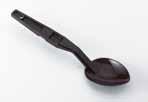 Tongs, Serving Spoons and Ladles Will not bend or dent. Wide handle for a secure grip. Thumb rest provides a comfortable, firm grip. in display Code Description Dim.