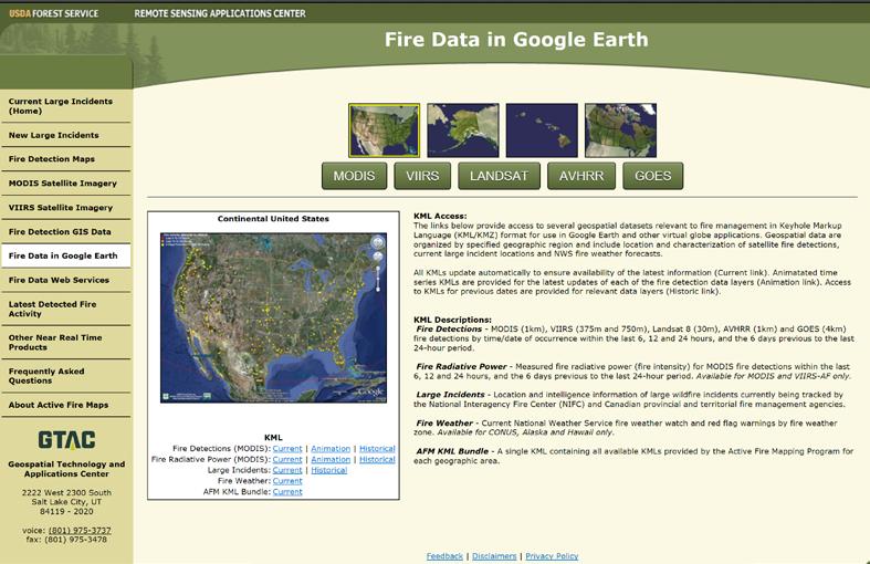 If one goes back to the bars on the lefthand side of the page and selects the Google Earth data, one can see all the heat signatures painted on the Google Earth landscape, with all the