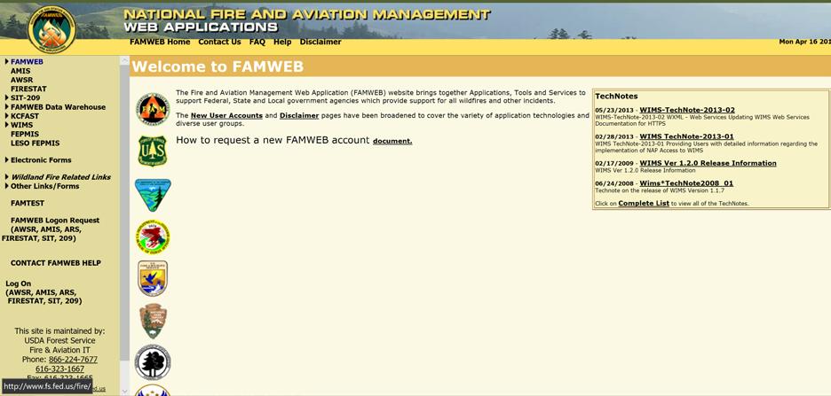 The initial (I), update (U) and final (F) ICS-209s are archived in the SIT-209 application, accessed through the Fire and Aviation Management Web Application (https://fam.