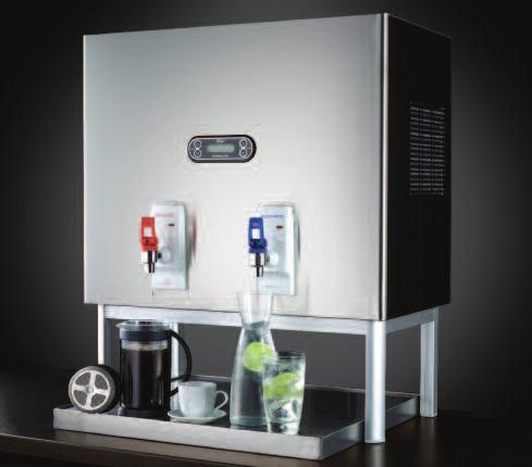 Zip Duo Boiling and chilled filtered water On-wall fixing or counter-mounted on stand provided Delivery rate Up to 100 cups of boiling and 35 glasses of chilled water at a time.