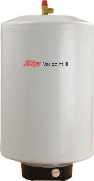 Zip Varipoint III Unvented water heater Multiple outlets 30, 50, 80,100 litre Features and benefits Heavy gauge copper inner container, tested to 12 bar.