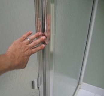 Shower Glazing Glass doors enclosing the shower should be made of safety glazing. If a window is installed in the shower, the window should be made of safety glazing to provide protection.