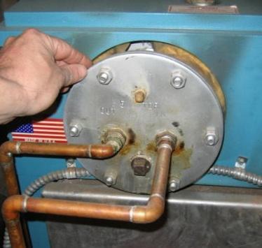 A cold-water supply pipe extends into the hottest part of the boiler water.