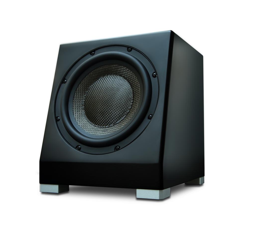 Product Features Specifications 8 inch ballistic carbon-fiber woofer Built in 150 watt peak RMS high efficiency amplifier Adjustable (50 to 200Hz) Low-pass crossover High-pass speaker connections