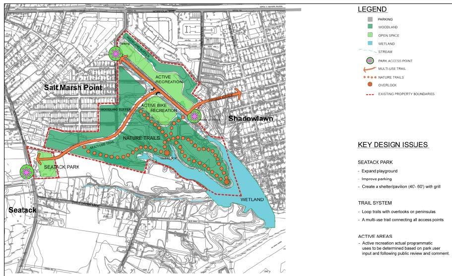 Summary from 2002 Planning Study Expansion of existing Seatack Park to west of park. Multi-use path system.