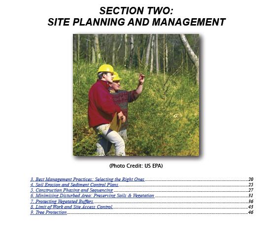 Site Planning and Management Updates to the 1989 Handbook started within Section Two, Site Planning and Management.