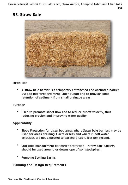 The TRC reviewed what was working and what was not. They looked more current technical information on some of the more commonly used measures, such as hay bales as sediment barriers.
