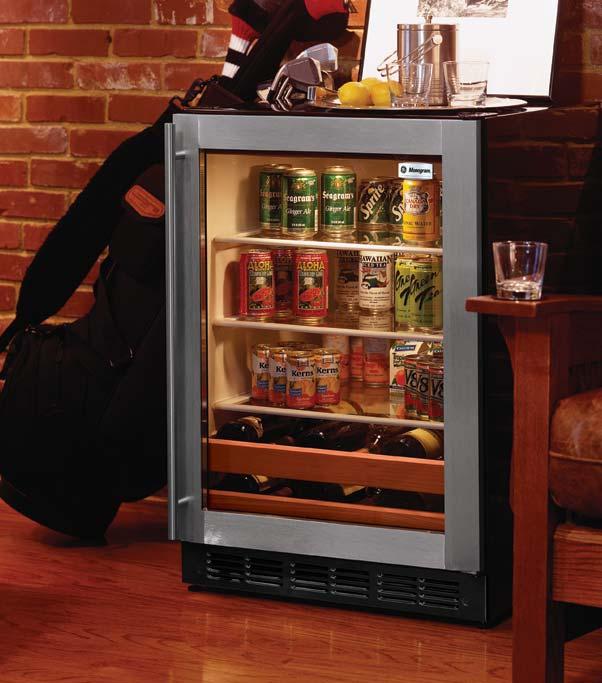 Beverage Center A refreshing idea for any home, the Monogram Beverage Center stores beverages of all types and WINE RESERVES BEVERAGE CENTERS sizes, and puts them all within easy reach.