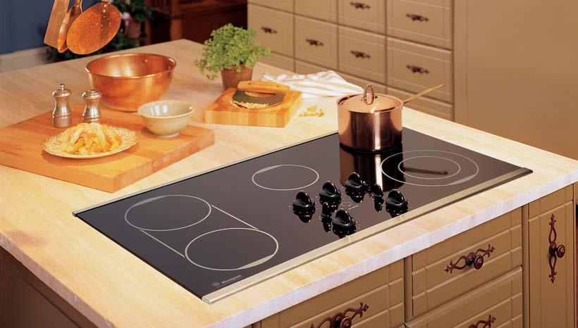 The Monogram electric cooktop has a black,
