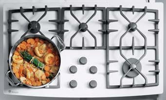 Because the burners are sealed and mounted directly onto the glass, the whole cooktop is easy to clean.
