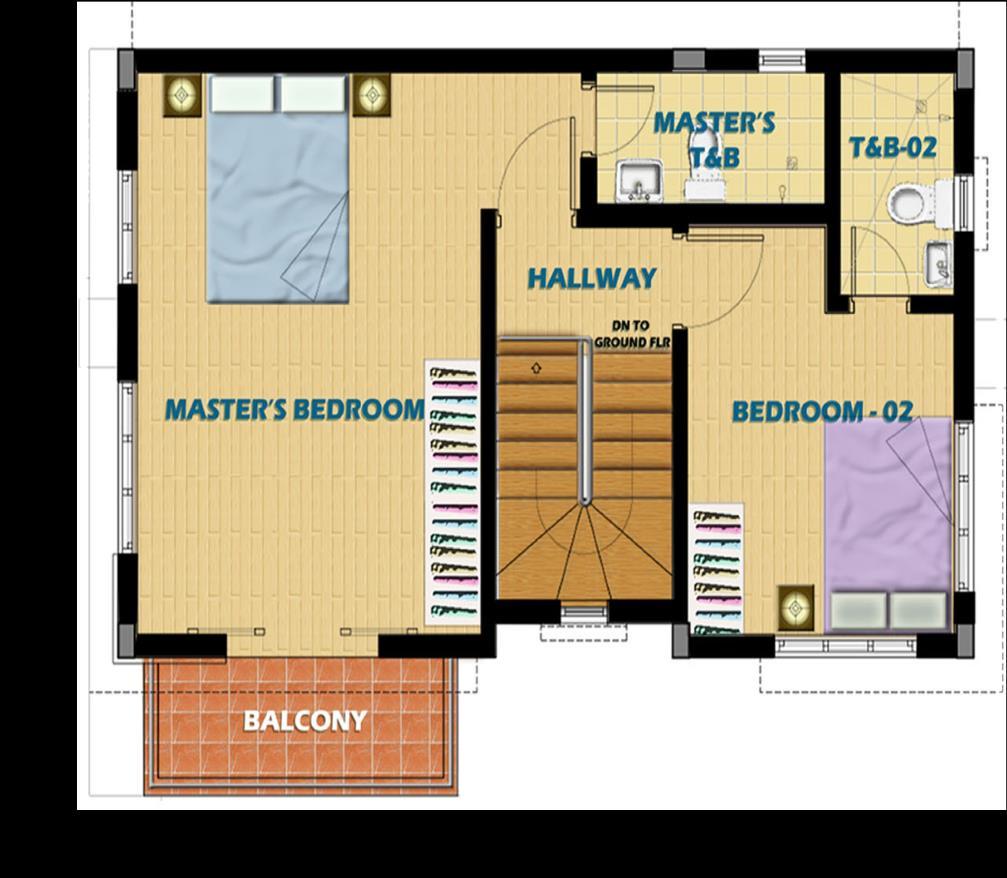 HOUSE DETAILS Second Floor Description Master s Bedroom Bedroom 2 Master s T&B T&B 2 Hallway Staircase Second Floor 22.
