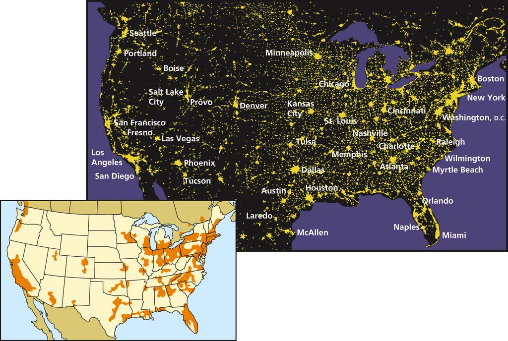 Major Urban Areas in the United States
