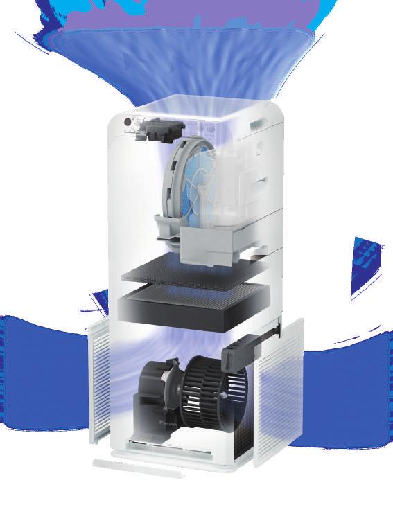 3µm Streamer unit No maintenance or exchange needed Bacteria reduction performance Bacteria (%) 1 8 6 4 Clean 1% No operation 1% Streamer air purifying operation Removes bacteria Water wheel