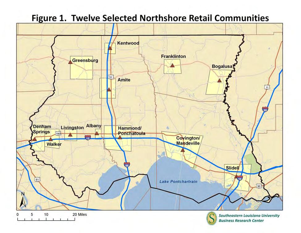 9 There are certainly other communities on the Northshore with significant retail sectors that could have been included, but the authors felt that these 12 communities captured most of the largest