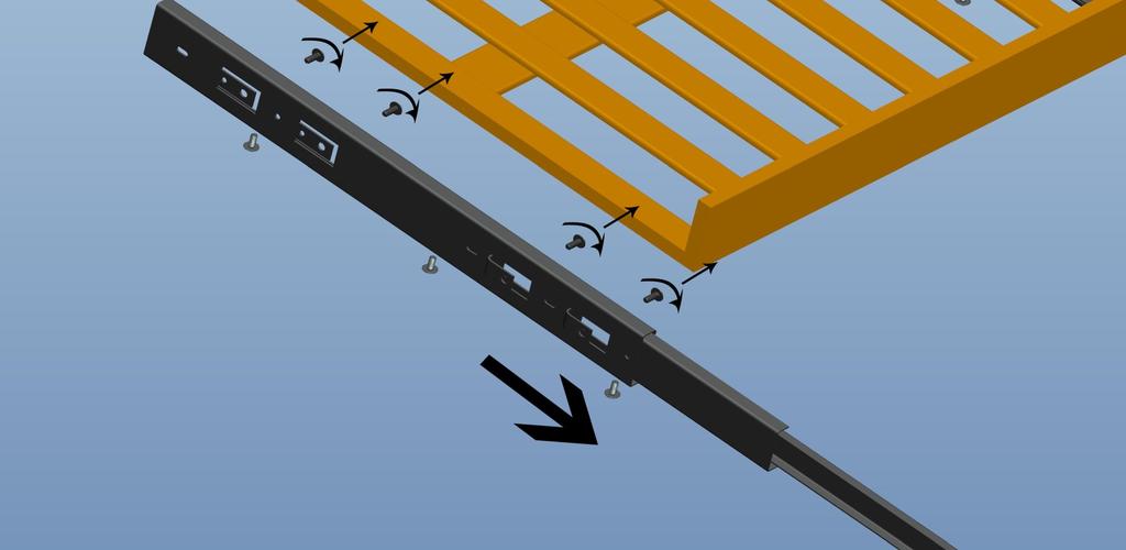(See Fig. 6) Remove all screws from the extended shelf railing. (See Fig.