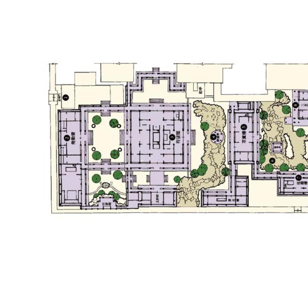 Qianlong Garden Site Plan Lodge of Retirement West Hall Theatre Pavilion for Cha qu performances Gate of Truth and Compliance Corridors Room of Bamboo Fragrance Zhu xiangguen Shop Chamber Heart