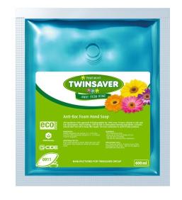 irritation) All ingredients are CTFA approved 128 mm 200 mm 270 mm 120 mm WD 159NP TWINSAVER FOAM SOAP 600ML Sealed sachet system prevents cross contamination and is a best practice Dispenser