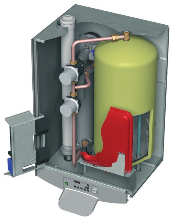 and modulating Manual air vent Loading pump with integrated air vent Water heater 62 litres Pump, central heating Electrical panel [The control boxes on the rear