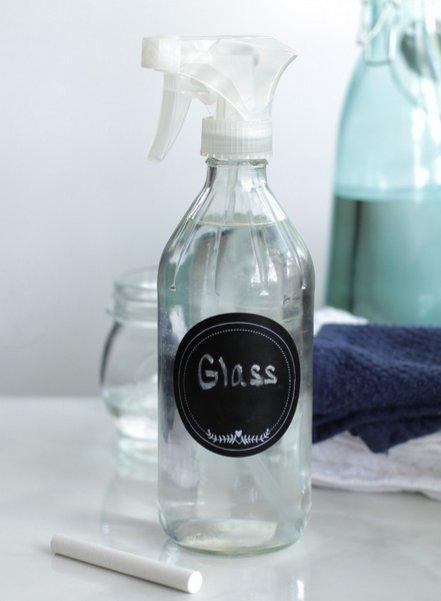 3. Glass Cleaner This glass cleaner is as simple as vinegar + rubbing alcohol + water -- three ingredients already in your house!