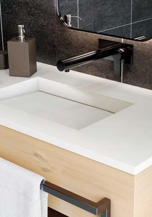The pure, elegant forms of Corian sinks, basins and
