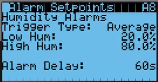4. Press UP or DOWN keys to scroll to Alarm Setpoints (A7). 5. Press ENTER key to scroll to High Temp Warn (see Figure 17). 6. Press UP or DOWN keys to adjust setpoint.