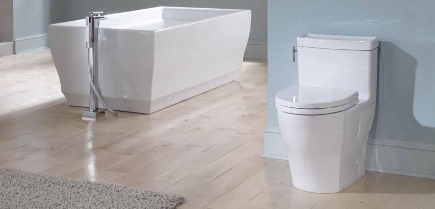 TOTO s new Aimes high-efficiency toilet (HET) incorporates the Double Cyclone flushing system, which delivers the most effective 1.28 GPF performance for the best customer satisfaction.