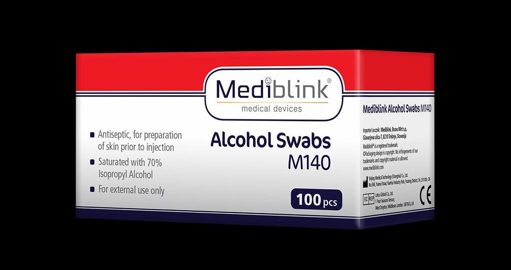 Mediblink Alcohol Swabs M140 100 alcohol swabs included Antiseptic, for preparation