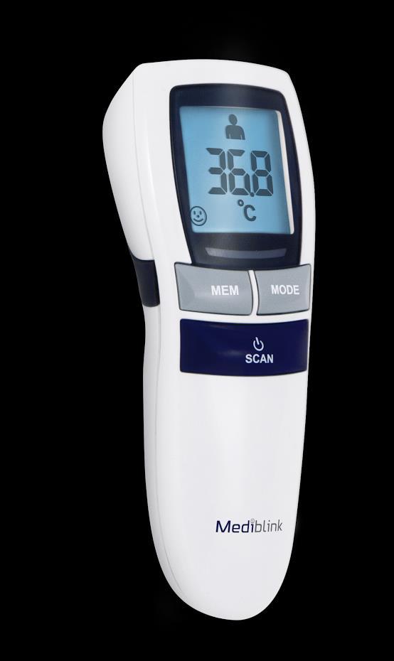 The thermometer offers both a handy design and is safe and easy to use. It takes a non-contact measurement in just one second at a distance between of 0.5 and 3 cm from the forehead/object.