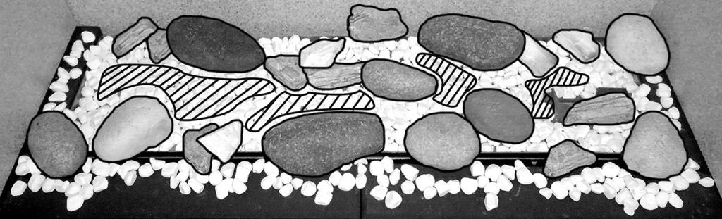 11. Pebble & Stone Layout PEBBLES & STONES MUST BE POSITIONED ACCORDING TO THE FOLLOWING INSTRUCTIONS TO GIVE THE CORRECT FLAME EFFECT.