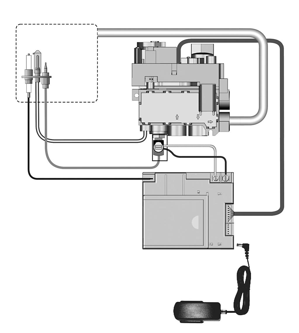 12. Control Box 12.1 To replace the control box first remove the main control assembly, See Section 7. 12.2 Remove the two thermocurrent cables by removing the two screws, Diagram 21. 12.3 Remove the ignition lead, Diagram 21.