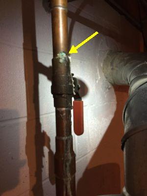 Plumbing Materials: copper Leak in pipe above water