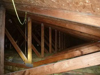 Add gable bracing top to bottom angled. 4. Electrical 5. Attic Plumbing 6. Insulation Condition Materials: Unfinished fiberglass batts noted.