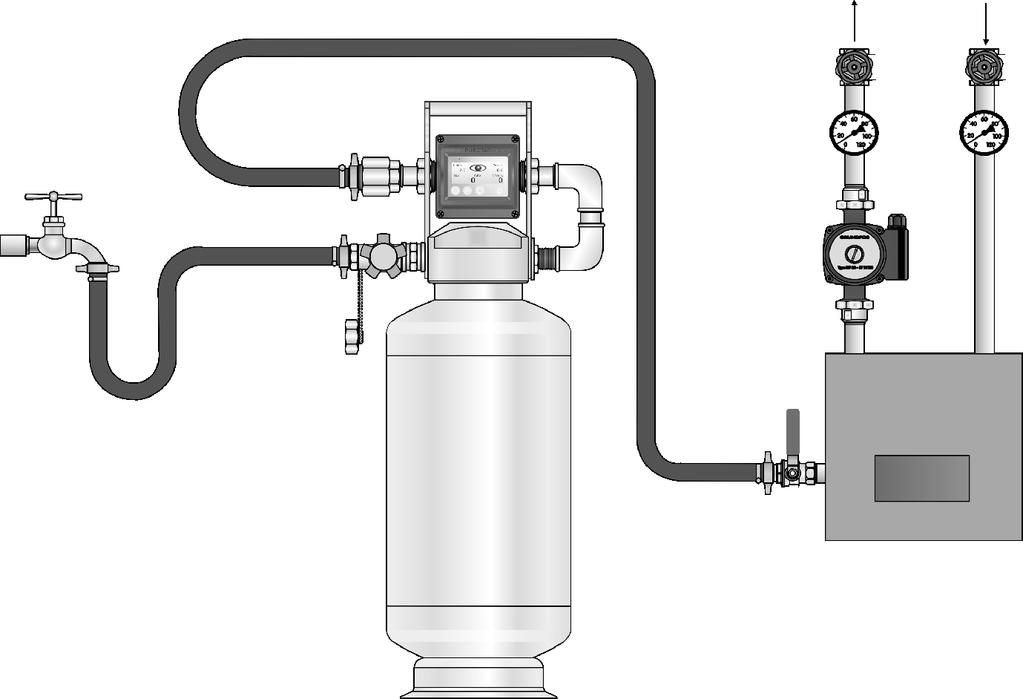 7 EN Connection variations system fill-up This connection variation is suitable for directly filling heaters with demineralised water.