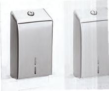Dispenses either single- or double-fold toilet tissue. Large capacity: 1330 singlefold tissues. Slots in cabinet indicate refill time.
