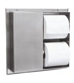 13 1 /4 " 340mm 12 15 /16 " 315mm 1/2 " 2" 12 50mm B-386 PARTITION-MOUNTED MULTI-ROLL TOILET TISSUE DISPENSER (SERVES 2 COMPARTMENTS) Satin-finish stainless steel.