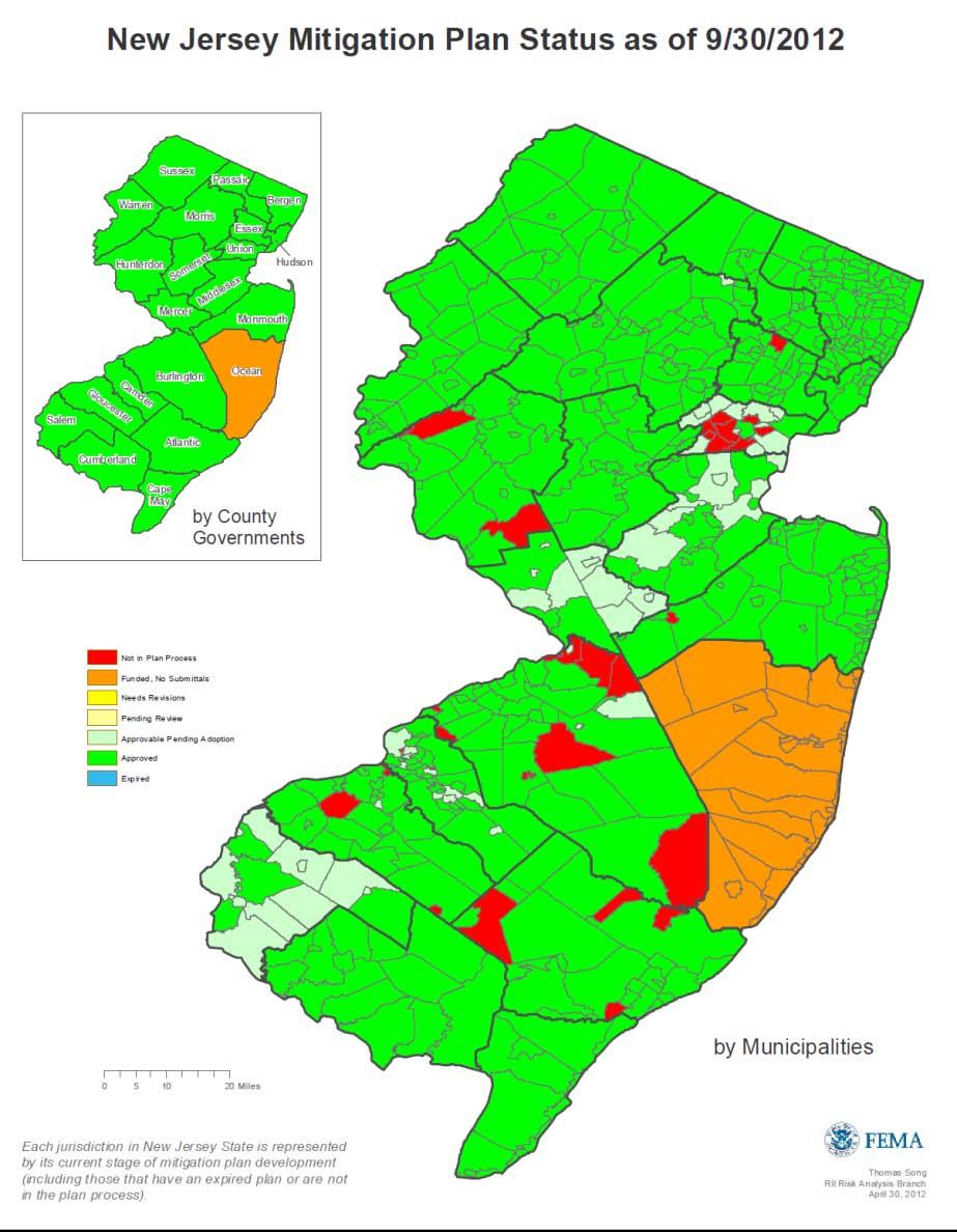 New Jersey Local HMP Status Local Plan Status # of Jurisdictions % of Jurisdiction 0-Not In Plan
