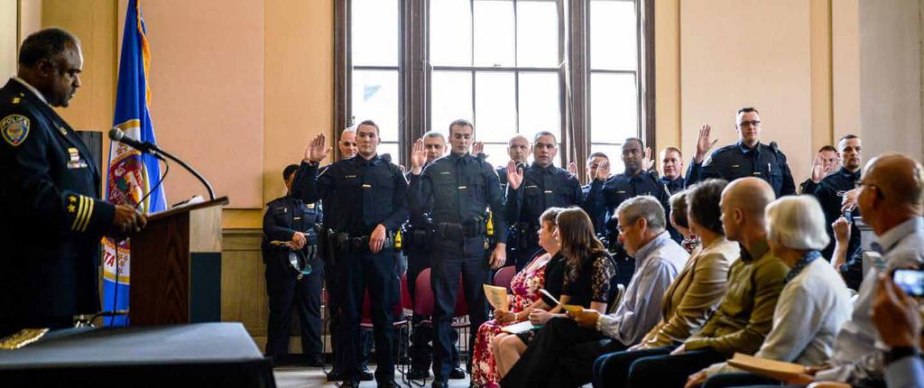 The Metro Transit Police Department welcomed 12 new full-time officers at a swearing-in ceremony at the Union Depot on April 30.