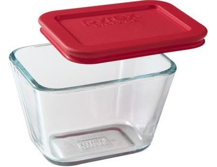 Storage 1070801 Pyrex 1.875cup rect, red cover 4/cs 1070804 Pyrex 4.