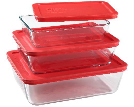 1109752 Pyrex 6pc square Set, red cover