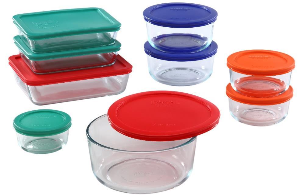 Storage Sets 1083952 Pyrex 14pc set, red covers 1/cs Includes