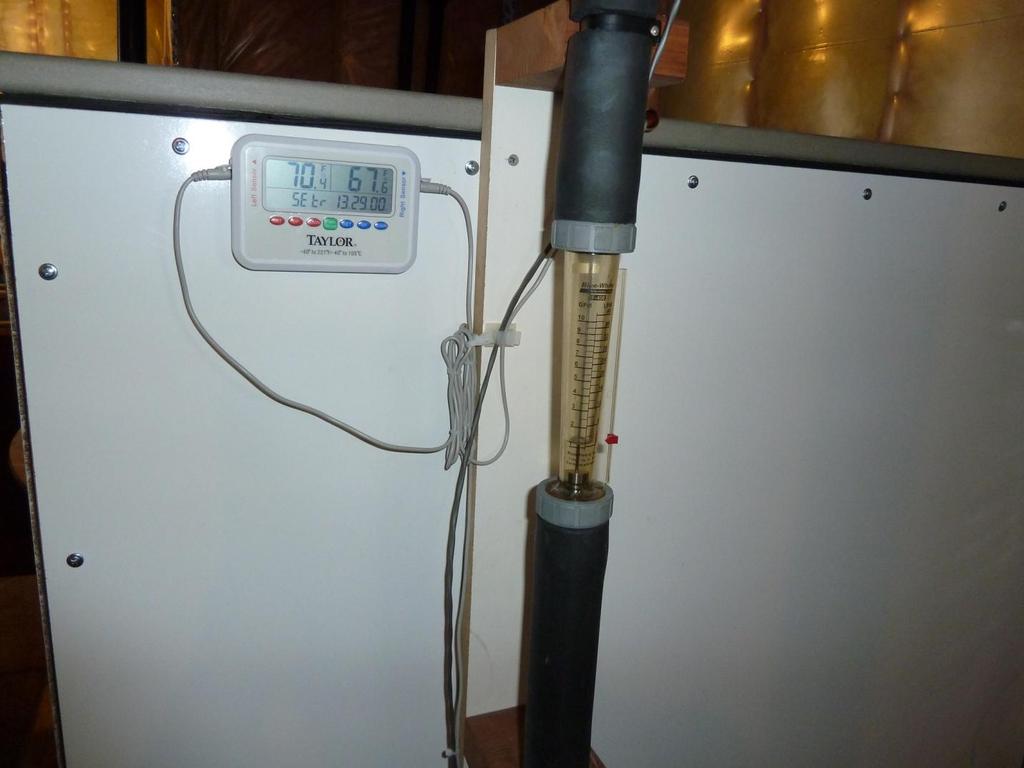 Flow meter is scaled from 1 to 10 GPM and provides a visual indication of the water level in the tank when the pump is not running.