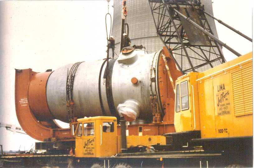 Reactor Pressure Vessel. The 2 Hot Leg (outlet) nozzles are at very top and bottom.
